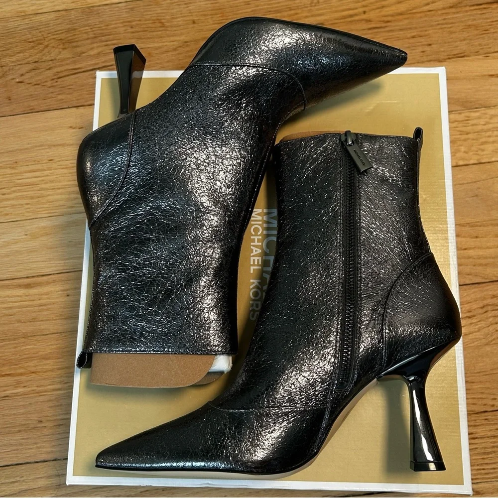 Michael Kors Clara Mid Bootie Anthracite Dark Grey Size 7m Silver women’s boots - Picture 10 of 16
